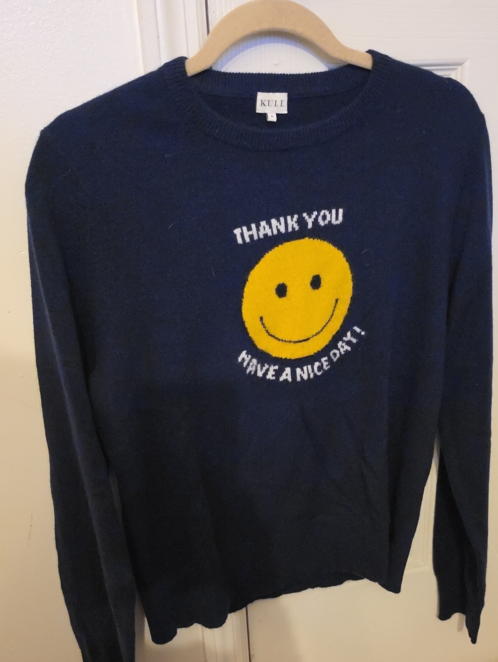 KULE The Take Out Sweater Crewneck Graphic Sweater Blue